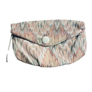 80s vintage tapestry wrist peach blue hand bag abstract aztec clutch purse